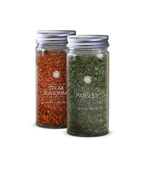 8oz, BEST VALUE 8 Glass Spice Jars includes pre-printed Spice